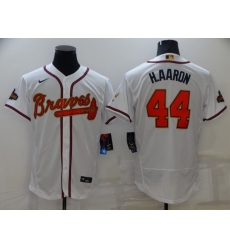 Men's Atlanta Braves #44 Hank Aaron White 2022 Gold Program Authentic Player Jersey