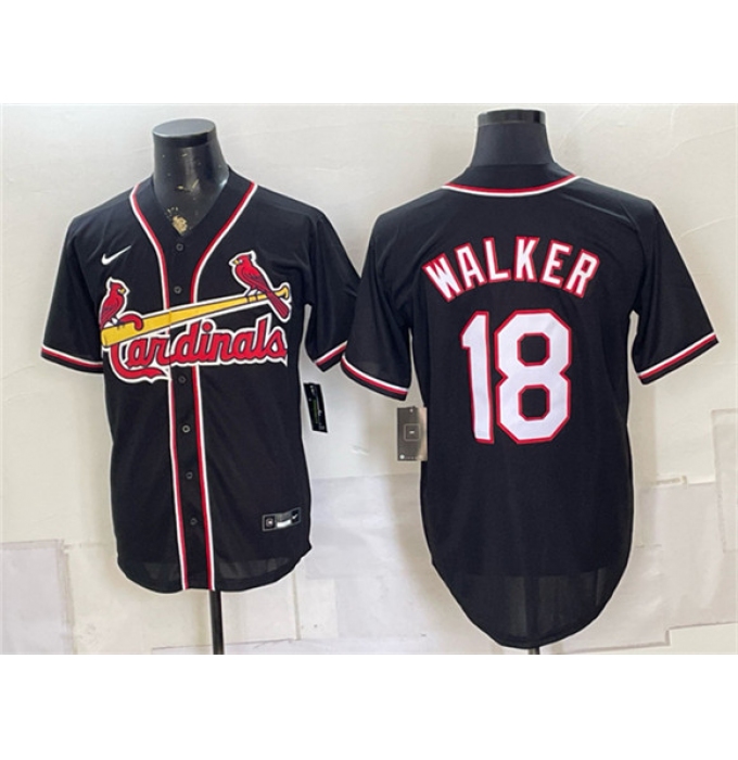 Men's St. Louis Cardinals #18 Jordan Walker 2026 Fashion Replica Black Out Stitched Baseball Jersey