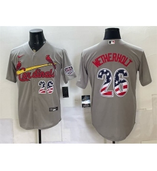 Men's St. Louis Cardinals #26 JJ Wetherholt Gray USA 250 Fourth of July Stitched Baseball Jersey