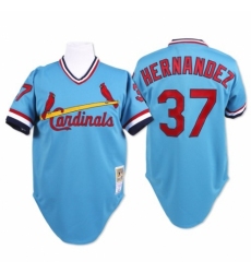 Men's Mitchell and Ness St. Louis Cardinals #37 Keith Hernandez Authentic Blue Throwback MLB Jersey