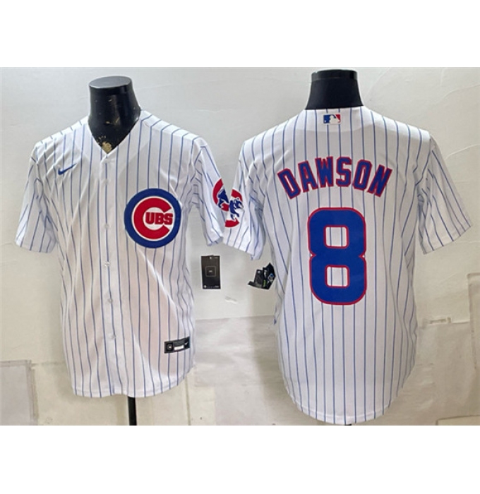 Men's Chicago Cubs #8 Andre Dawson White Home Stitched Baseball Jersey