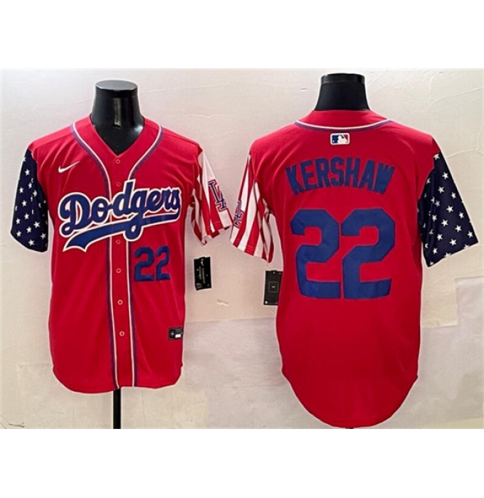 Men's Los Angeles Dodgers #22 Clayton Kershaw Red Limited Stitched Baseball Jersey