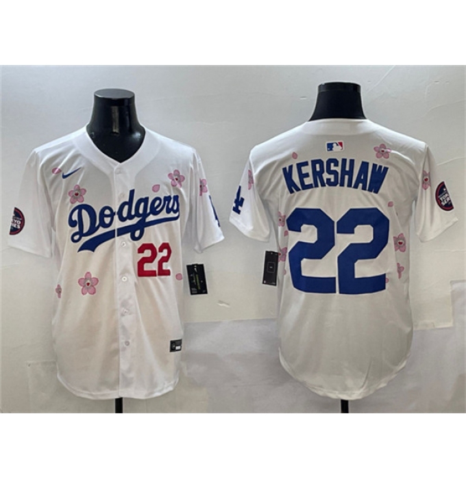 Men's Los Angeles Dodgers #22 Clayton Kershaw White 2025 Tokyo Series Limited Stitched Baseball Jersey