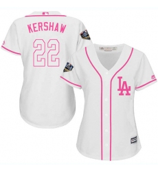 Women's Majestic Los Angeles Dodgers #22 Clayton Kershaw Authentic White Fashion Cool Base 2018 World Series MLB Jersey