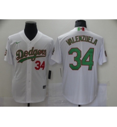 Men's Nike Los Angeles Dodgers #34 Fernando Valenzuela White-Green 2020 World Series Jersey
