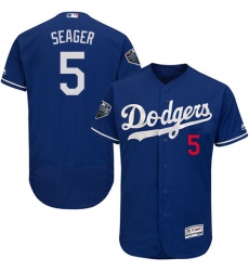 Men's Majestic Los Angeles Dodgers #5 Corey Seager Royal Blue Flexbase Authentic Collection 2018 World Series MLB Jersey