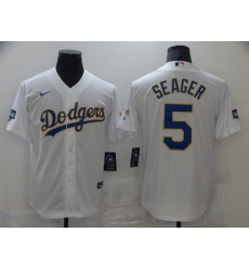 Men's Nike Los Angeles Dodgers #5 Corey Seager White Game Champions Jersey