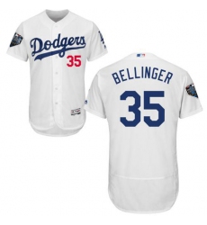 Men's Majestic Los Angeles Dodgers #35 Cody Bellinger White Home Flex Base Authentic Collection 2018 World Series MLB Jersey