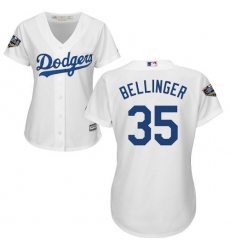 Women's Majestic Los Angeles Dodgers #35 Cody Bellinger Authentic White Home Cool Base 2018 World Series MLB Jersey