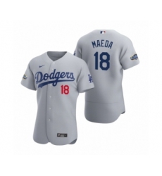 Men's Los Angeles Dodgers #18 Kenta Maeda 2020 Alternate Patch Gray Authentic Jersey