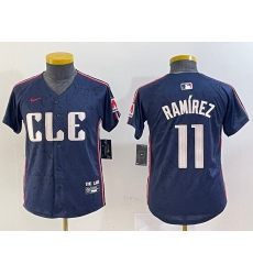 Youth Cleveland Guardians #11 Jose Ramirez Navy 2024 City Connect Limited Stitched Jersey