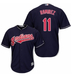 Youth Majestic Cleveland Indians #11 Jose Ramirez Replica Navy Blue Alternate 1 Cool Base MLB Jersey