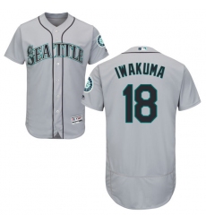 Men's Majestic Seattle Mariners #18 Hisashi Iwakuma Grey Road Flex Base Authentic Collection MLB Jersey