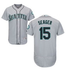 Men's Majestic Seattle Mariners #15 Kyle Seager Grey Road Flex Base Authentic Collection MLB Jersey