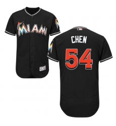 Men's Majestic Miami Marlins #54 Wei-Yin Chen Black Alternate Flex Base Authentic Collection MLB Jersey