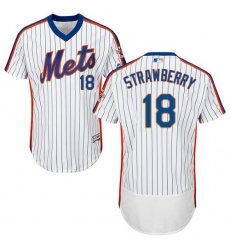 Men's Majestic New York Mets #18 Darryl Strawberry White Alternate Flex Base Authentic Collection MLB Jersey