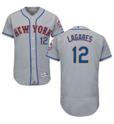Men's Majestic New York Mets #12 Juan Lagares Grey Road Flex Base Authentic Collection MLB Jersey