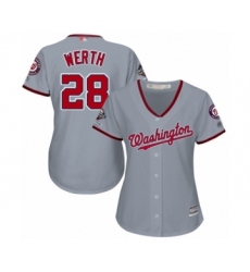 Women's Washington Nationals #28 Jayson Werth Authentic Grey Road Cool Base 2019 World Series Champions Baseball Jersey