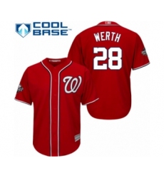 Youth Washington Nationals #28 Jayson Werth Authentic Red Alternate 1 Cool Base 2019 World Series Bound Baseball Jersey