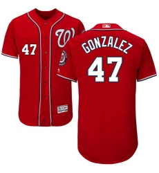 Men's Majestic Washington Nationals #47 Gio Gonzalez Red Alternate Flex Base Authentic Collection MLB Jersey