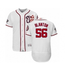 Men's Washington Nationals #56 Joe Blanton White Home Flex Base Authentic Collection 2019 World Series Champions Baseball Jersey