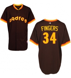 Men's Majestic San Diego Padres #34 Rollie Fingers Authentic Coffee 1984 Turn Back The Clock MLB Jersey