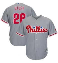 Youth Majestic Philadelphia Phillies #26 Chase Utley Authentic Grey Road Cool Base MLB Jersey