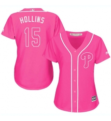 Women's Majestic Philadelphia Phillies #15 Dave Hollins Authentic Pink Fashion Cool Base MLB Jersey