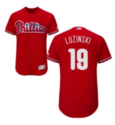 Men's Majestic Philadelphia Phillies #19 Greg Luzinski Red Alternate Flex Base Authentic Collection MLB Jersey