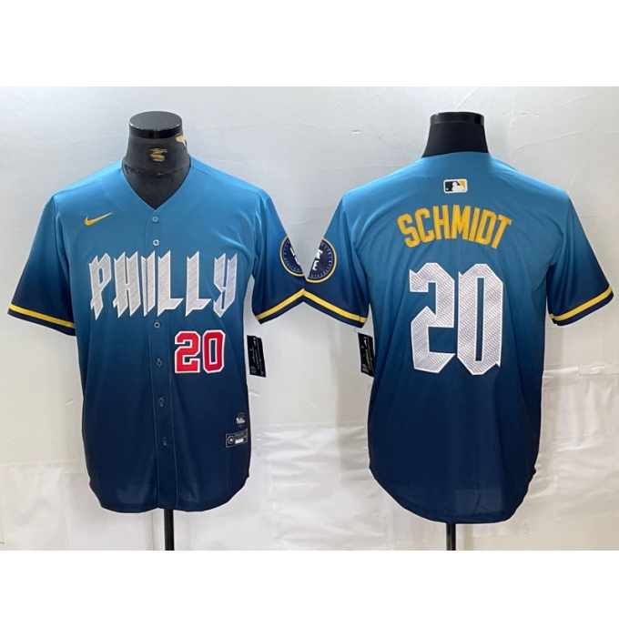 Men's Philadelphia Phillies #20 Mike Schmidt Blue 2024 City Cool Base Jerseys