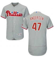 Men's Majestic Philadelphia Phillies #47 Larry Andersen Grey Road Flex Base Authentic Collection MLB Jersey