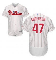 Men's Majestic Philadelphia Phillies #47 Larry Andersen White Home Flex Base Authentic Collection MLB Jersey