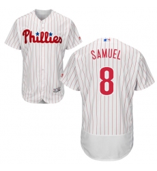 Men's Majestic Philadelphia Phillies #8 Juan Samuel White Home Flex Base Authentic Collection MLB Jersey