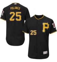 Men's Majestic Pittsburgh Pirates #25 Gregory Polanco Black Alternate Flex Base Authentic Collection MLB Jersey