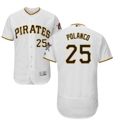 Men's Majestic Pittsburgh Pirates #25 Gregory Polanco White Home Flex Base Authentic Collection MLB Jersey