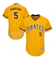 Men's Majestic Pittsburgh Pirates #5 Josh Harrison Gold Alternate Flex Base Authentic Collection MLB Jersey