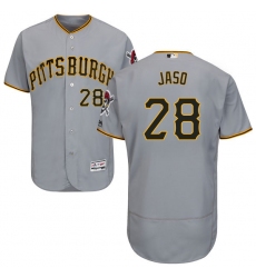 Men's Majestic Pittsburgh Pirates #28 John Jaso Grey Road Flex Base Authentic Collection MLB Jersey