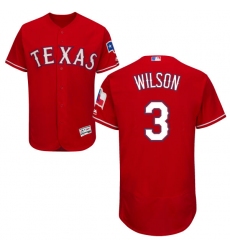 Men's Majestic Texas Rangers #3 Russell Wilson Red Alternate Flex Base Authentic Collection MLB Jersey