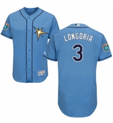 Men's Majestic Tampa Bay Rays #3 Evan Longoria Light Blue Flexbase Authentic Collection MLB Jersey