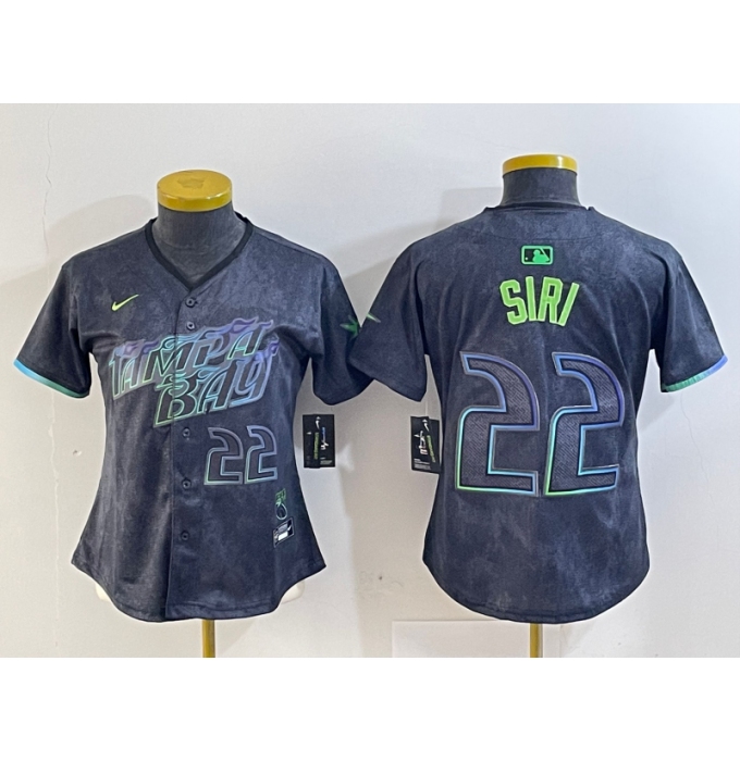 Women's Tampa Bay Rays #22 Jose Siri Number Charcoal 2024 City Connect Limited Stitched Jersey