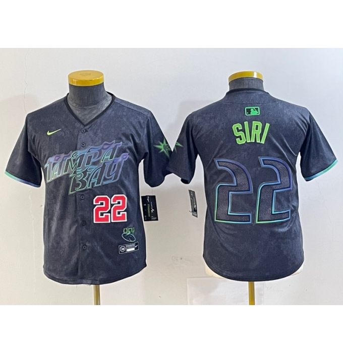Youth Tampa Bay Rays #22 Jose Siri Number Charcoal 2024 City Connect Limited Stitched Jerseys