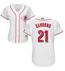 Women's Majestic Cincinnati Reds #21 Reggie Sanders Replica White Home Cool Base MLB Jersey