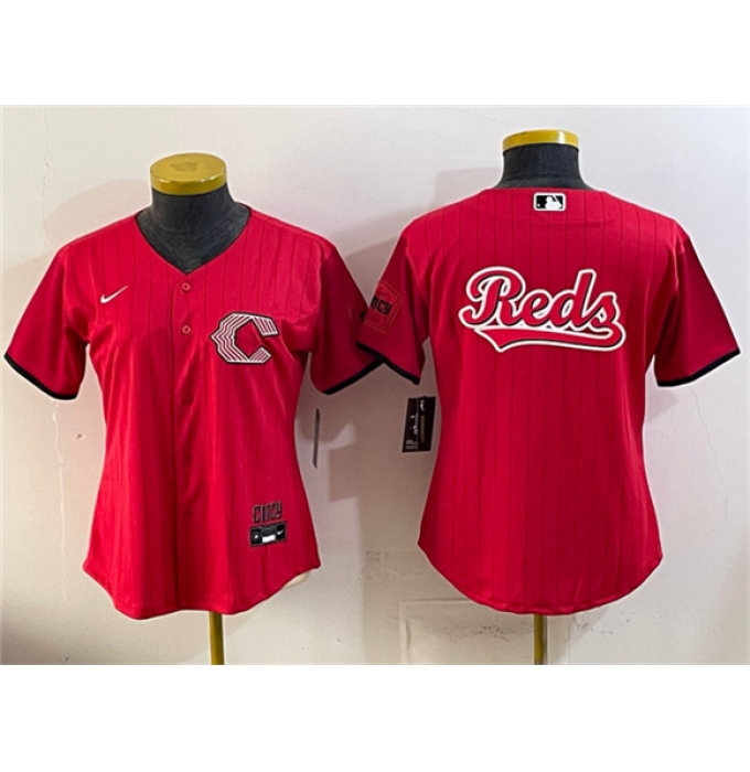 Women's Cincinnati Reds Team Big Logo Red 2026 City Connect Stadium Stitched Baseball Jersey(Run Small)