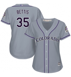 Women's Majestic Colorado Rockies #35 Chad Bettis Authentic Grey Road Cool Base MLB Jersey