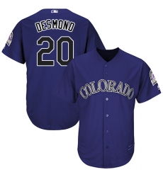 Youth Majestic Colorado Rockies #20 Ian Desmond Authentic Purple Alternate 1 Cool Base MLB Jersey
