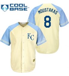 Men's Majestic Kansas City Royals #8 Mike Moustakas Authentic Cream Exclusive Vintage Cool Base MLB Jersey