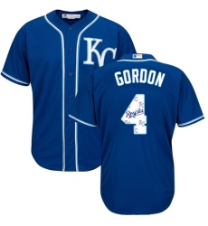 Men's Majestic Kansas City Royals #4 Alex Gordon Authentic Blue Team Logo Fashion Cool Base MLB Jersey