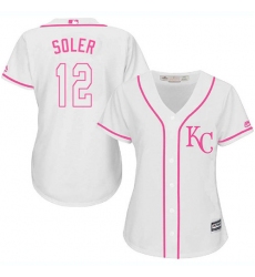 Women's Majestic Kansas City Royals #12 Jorge Soler Replica White Fashion Cool Base MLB Jersey