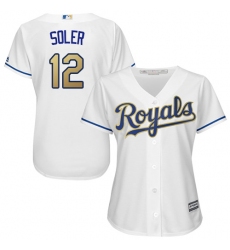 Women's Majestic Kansas City Royals #12 Jorge Soler Replica White Home Cool Base MLB Jersey