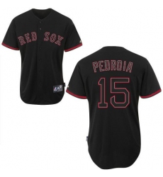 Men's Majestic Boston Red Sox #15 Dustin Pedroia Authentic Black Fashion MLB Jersey